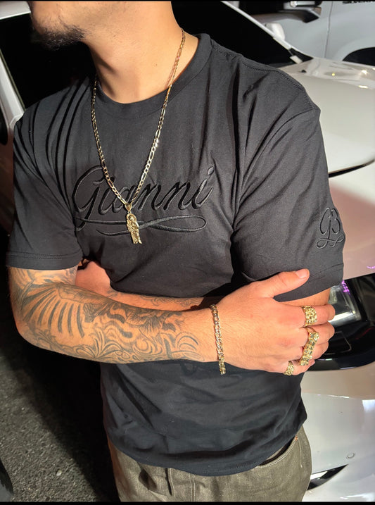 Mens all Black regular tee (no rhinestones)