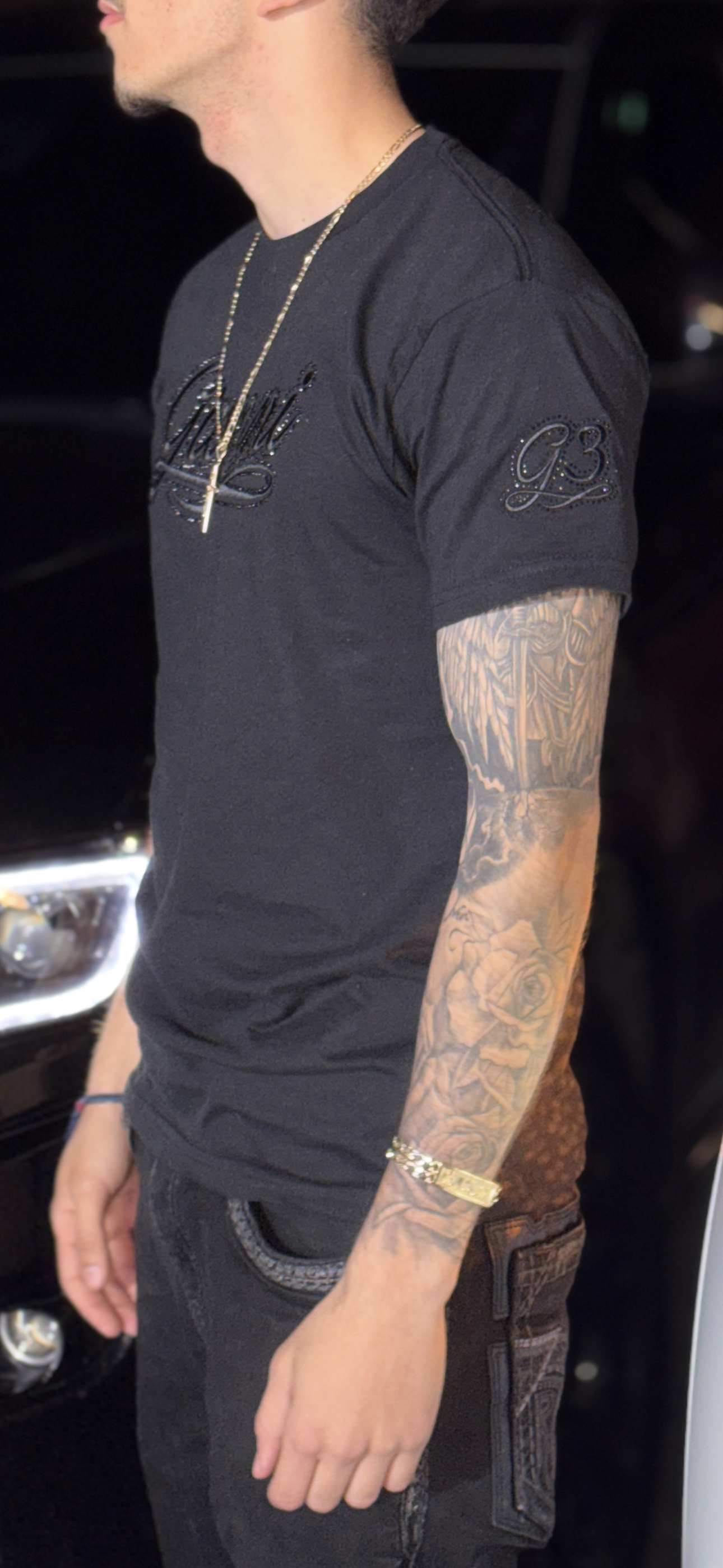 Mens Black gianni rhinestone tee